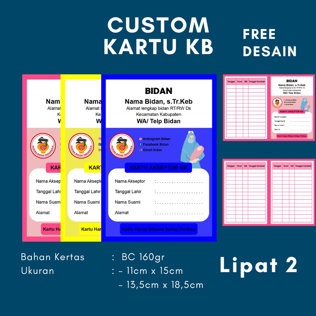 

Kartu KB/Buku KB Custom/Kartu Bidan/Kartu KB Custom