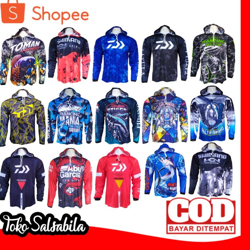 [KODE VZGY0] Jersey Mancing Hoodie Lengan Panjang / Kaos Mancing Tudung / Baju Mancing Mania Jersey 