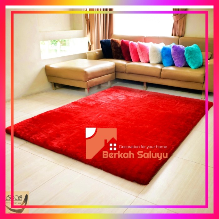 KARPET BULU KARPET BULU RASFUR RAFSUR UK 150 x 100 x 3,5cm - MERAH rasfur anti slip jumbo tebal kara