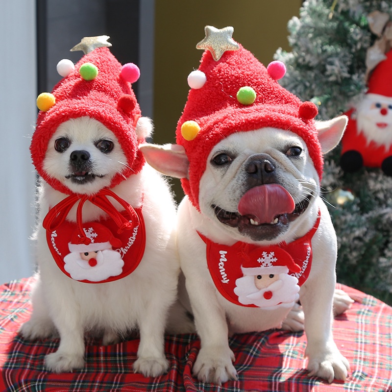 Topi Handuk Air Liur Anjing / Kucing Peliharaan Desain Tanduk Untuk Natal