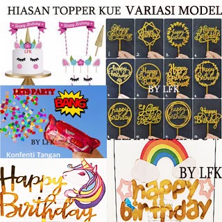 IMPORT CAKE TOPPER UNICORN SET TUSUKAN HAPPY BIRTHDAY ALAT DEKORASI KUE HIASAN KUDA TANDUK RAINBOW P