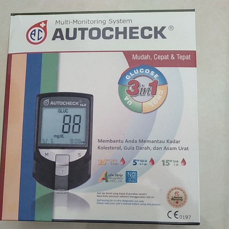 alat tes darah cek gula darah, kolesterol dan asam urat merk autocheck