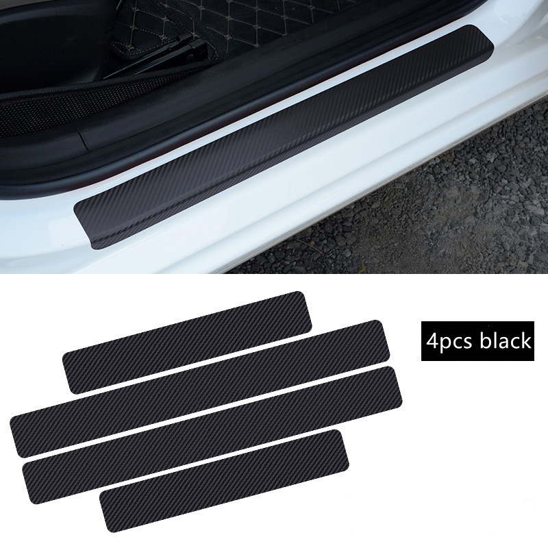 4pcs Stiker film Pelindung Ujung Pintu Mobil Universal Bahan Carbon fiber Anti Tabrakan