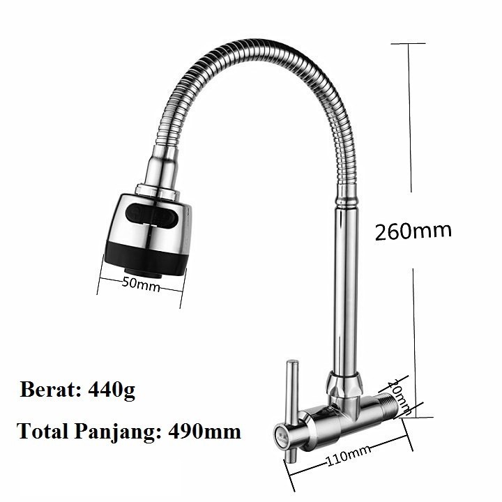 KRAN ANGSA FLEKSIBEL 2 MODE CUCI PIRING DAPUR DARI TEMBOK BALING ENGKOL 1/2 INCH 1/2&quot; MINIMALIS BERKUALITAS ASLI PREMIUM