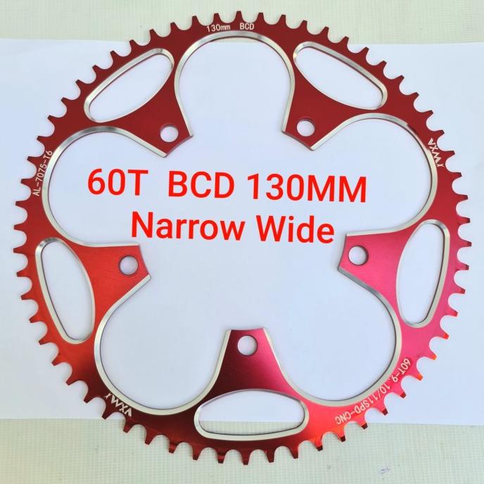 VXM Chainring 60T BCD 130 - Chainring Sepeda Lipat - Chain Ring Merah