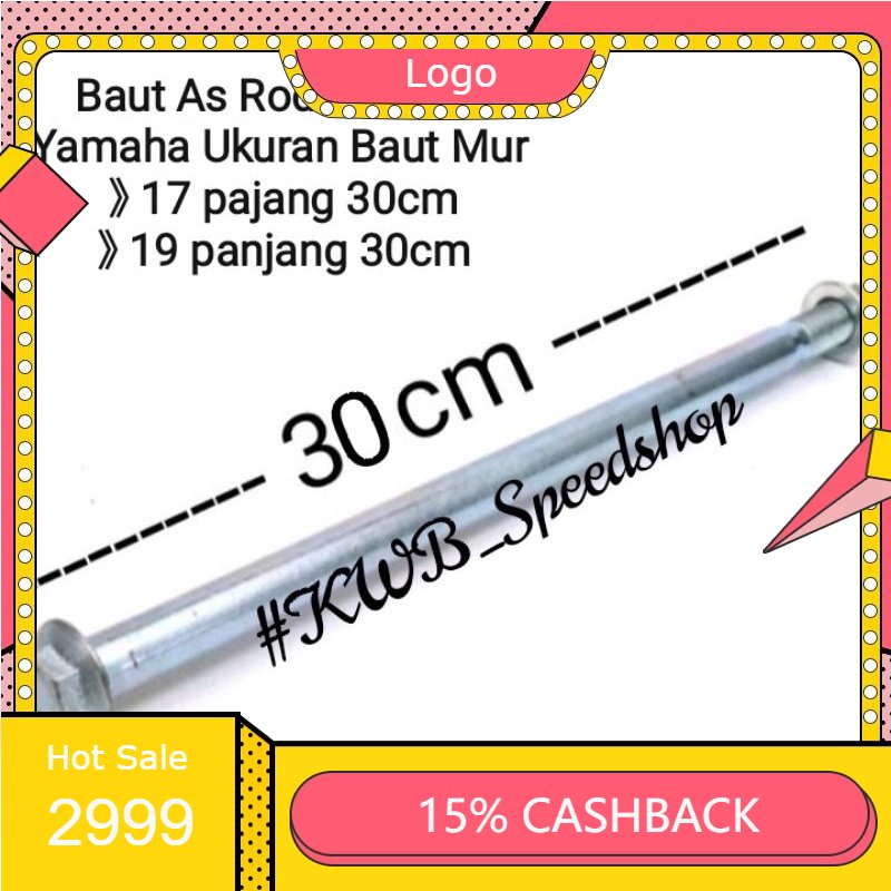 As roda belakang panjang 30cm as roda belakang custom universal honda yamaha bebek sport ukuran baut mur baut as 17 diameter 10mm baut as 19 diameter 12mm panjang 30cm