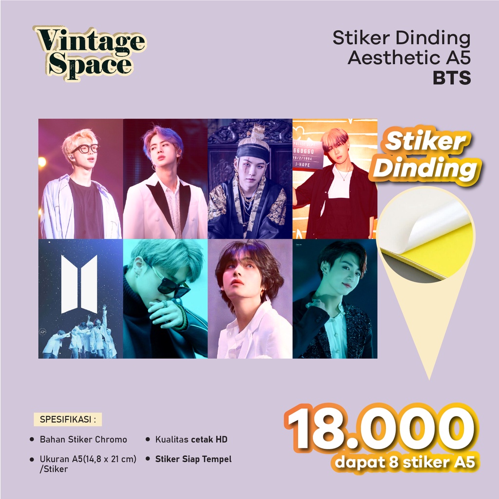 Stiker Dinding A5 BTS/ Stiker Aesthetic A5 / Stiker A5