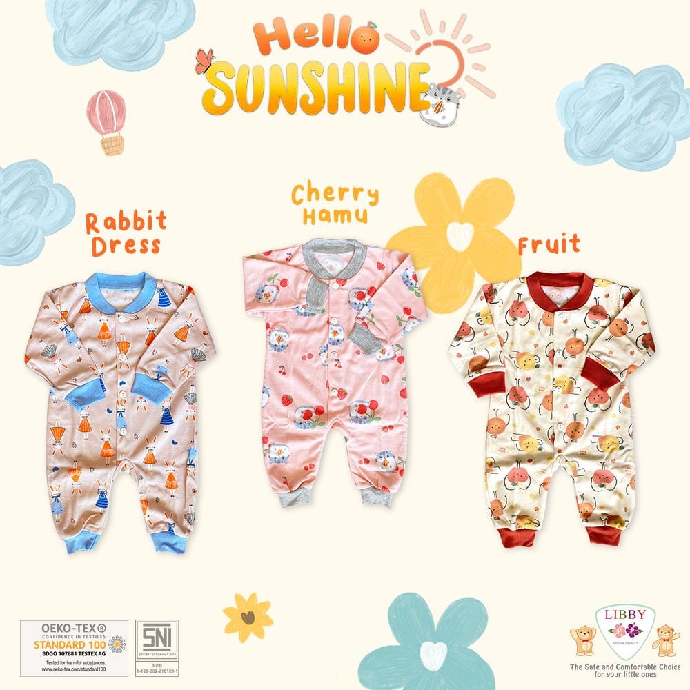 Libby Baju Kodok Buka Kaki - Hello Sunshine Series (isi 3 Pcs) BKDR/3