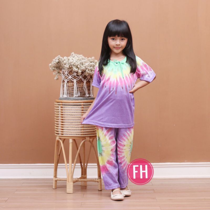 Setelan Baju Pelangi Anak Perempuan Usia 1-12 Tahun Celana Panjang Murah Terbaru
