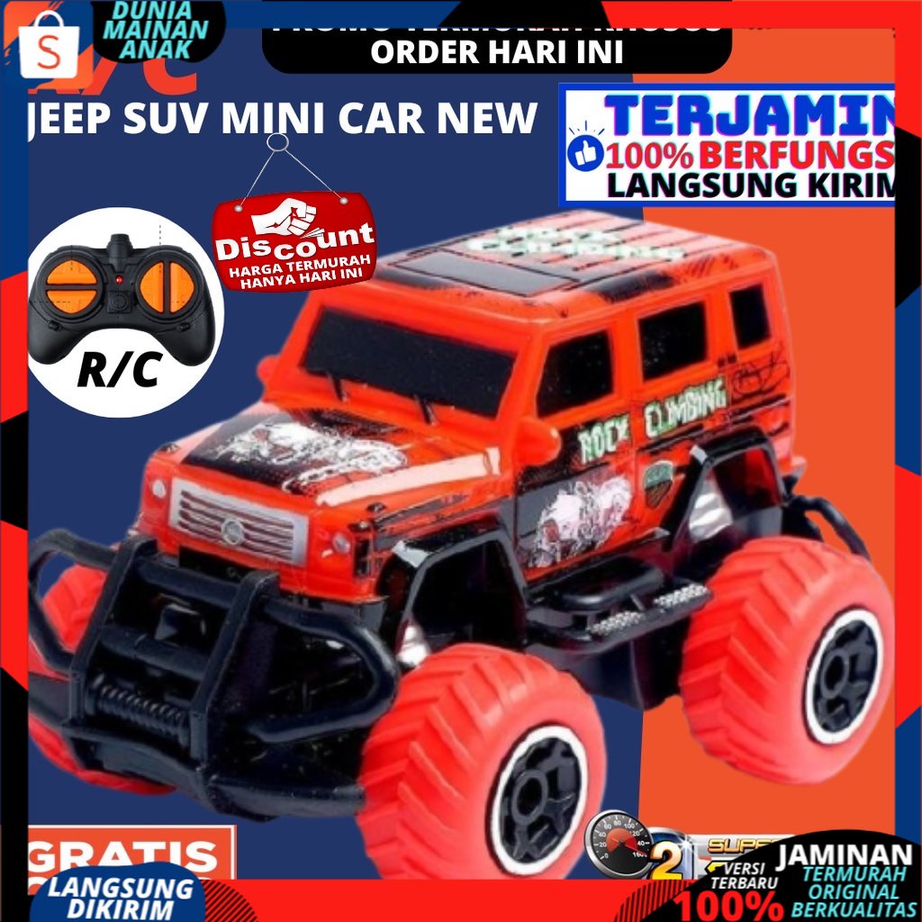 Mainan mobil remote control Polisi Jep RC Car Rock Clawler Mini Car Berlampu Kolong remot kontrol