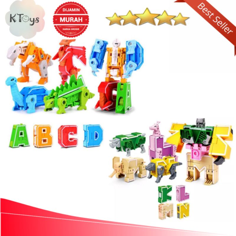 Maina edukasi belajar huruf robot set (ABCD-KLMN)