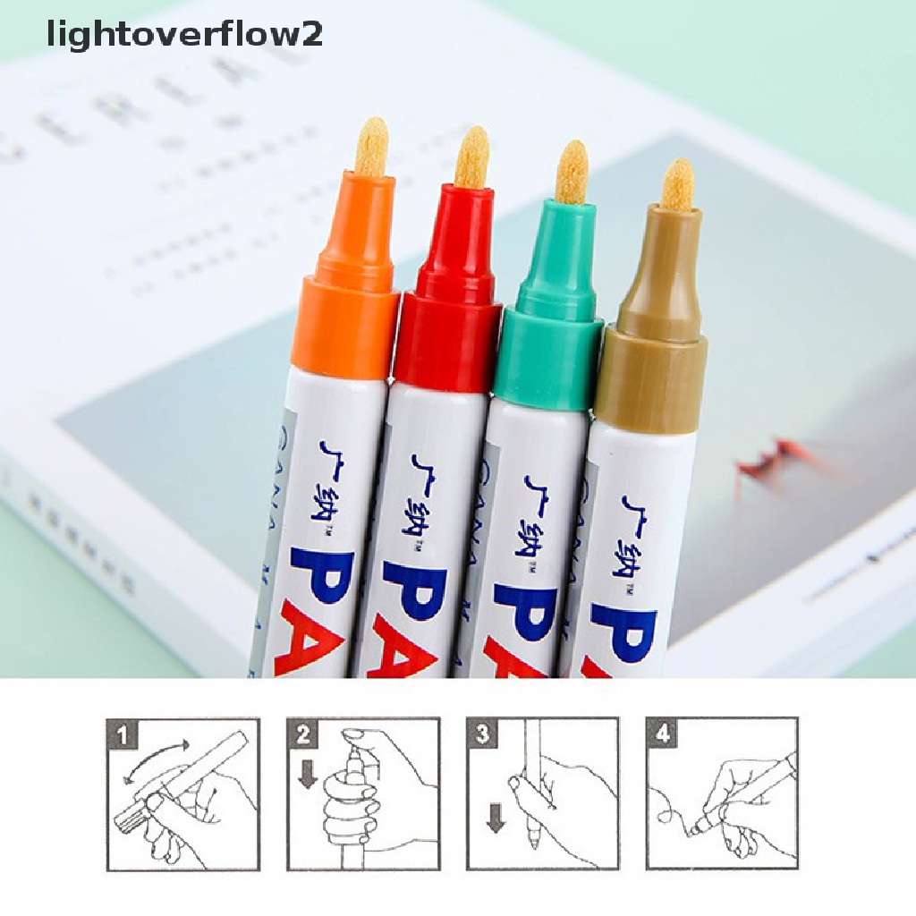 (lightoverflow2) 12pcs / lot Spidol Permanen Anti Air Warna-Warni Untuk Ban Mobil / Metal