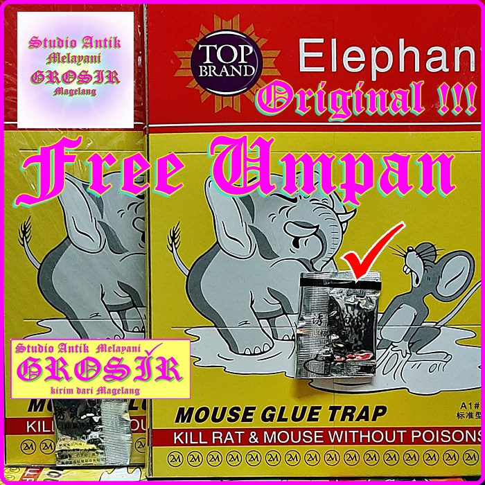 LEM TIKUS CAP GAJAH 22100 - FREE UMPAN - LEM TIKUS PAPAN CAP GAJAH - LEM TIKUS ELEPHANT - LEM TIKUS 