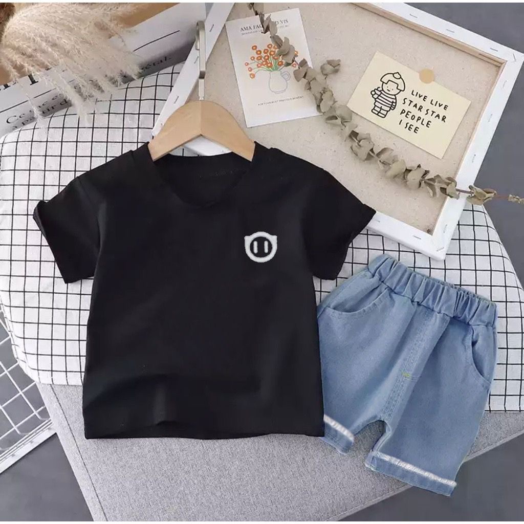 SETELAN BAJU ANAK MOTIF BC DENIM - FASHION PAKAIAN ANAK LAKILAKI DAN PEREMPUAN UMUR 6-10BLN 1-5THN - BAHAN COMBED CELANA DENIM ADEM DAN NYAMAN DIPAKAI SIBUAH HATI - BISA SEKALI DIPAKAI UNTUK JALAN-JALAN DAN BERMAIN SI ANAK - KEKINIAN TRENDY SAAT INI