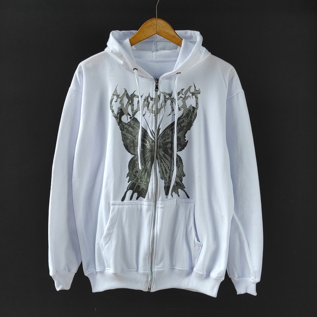 Jacket Hoodie Butterfly Oversize - Zipper Hodie Wanita dan Pria - Korean Gothic Style Kekinian