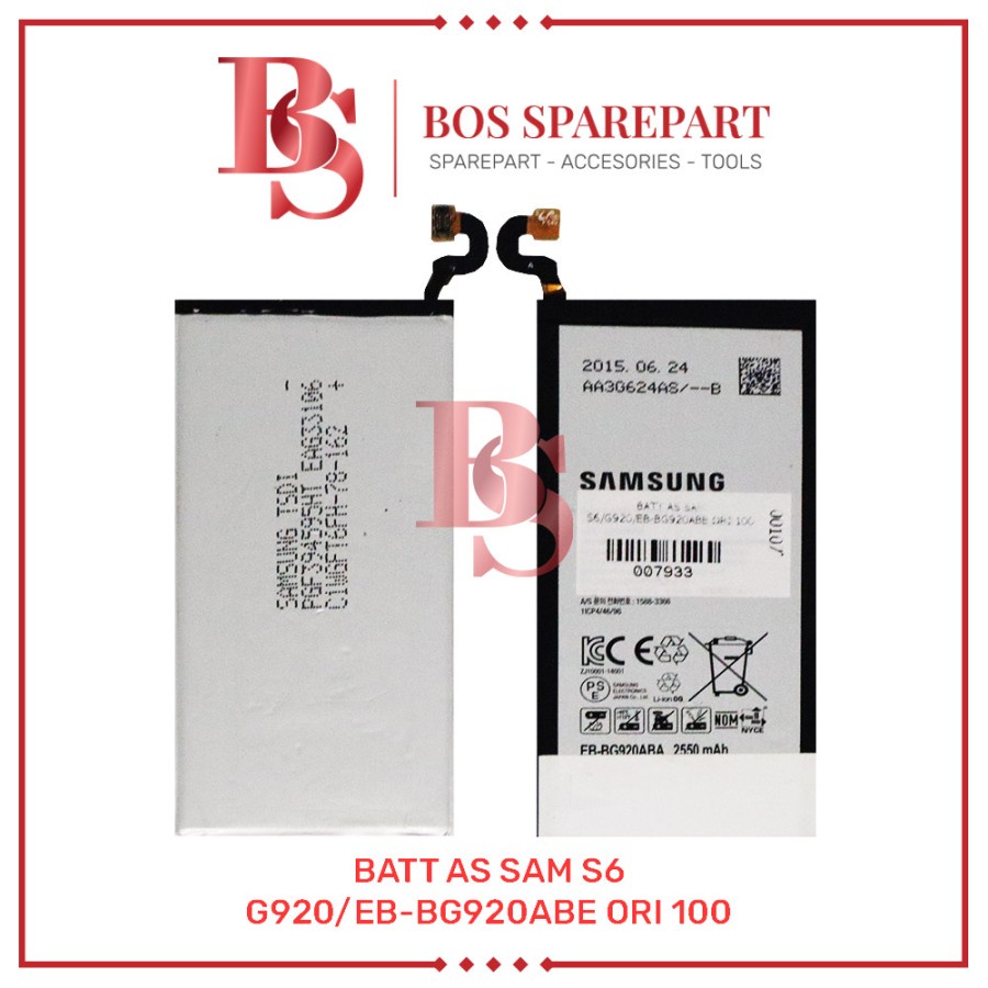 BATTERY AS SAMSUNG S6 / G920 / EB-BG920ABE ORI 100 / BATERAI / BATRE