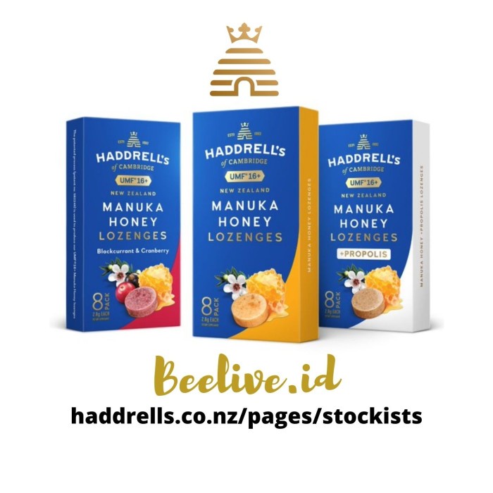 

Permen Madu Haddrells Manuka Honey Lozenges Umf 16+ Mgo 573+ 8 Pack