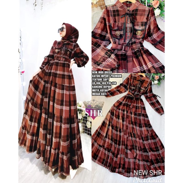 Terbaru Midi Dress katun import premium