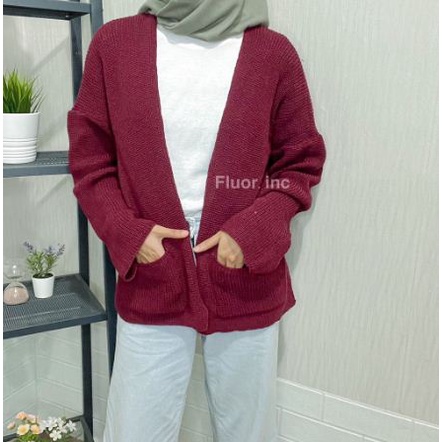 Cardigan Rajut Wanita Lizzy Saku Oversize Premium