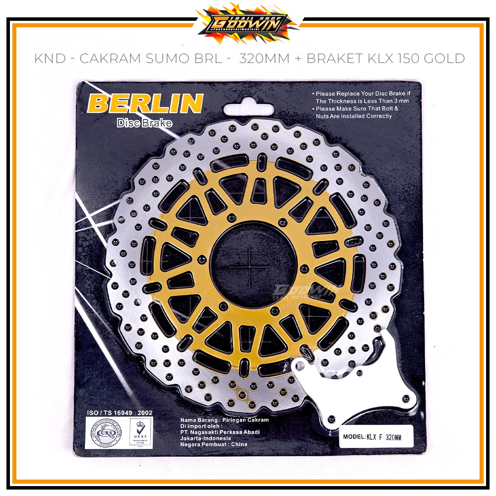 Piringan cakram Depan Belakang Disc SUMO SCARLET 300mm / 320mm + Braket CNC Dtracker DT New KLX 150 CRF 150L