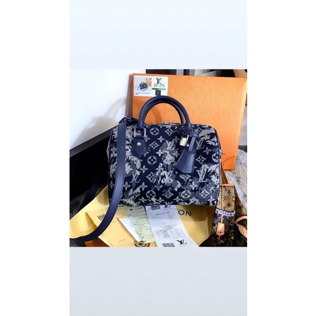 Tas 41113 Q Speedy Bandouliere Monogram Pastel Nior Grand Sac Denim Bag SS22