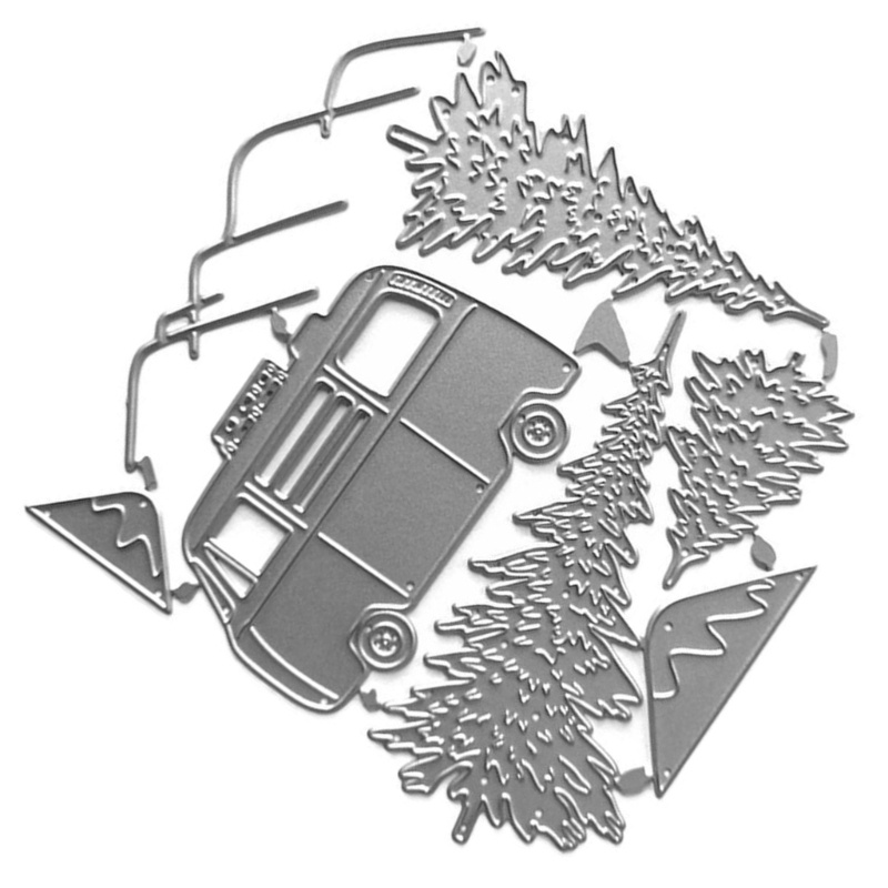Zzz Cetakan Stensil Cutting Dies Motif Mobil + Pohon Natal Bahan Metal Untuk Scrapbook / Craft Diy