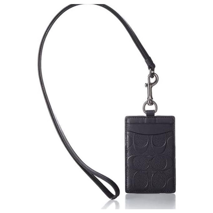 

Coach Id Lanyard In Signature Embossed Black