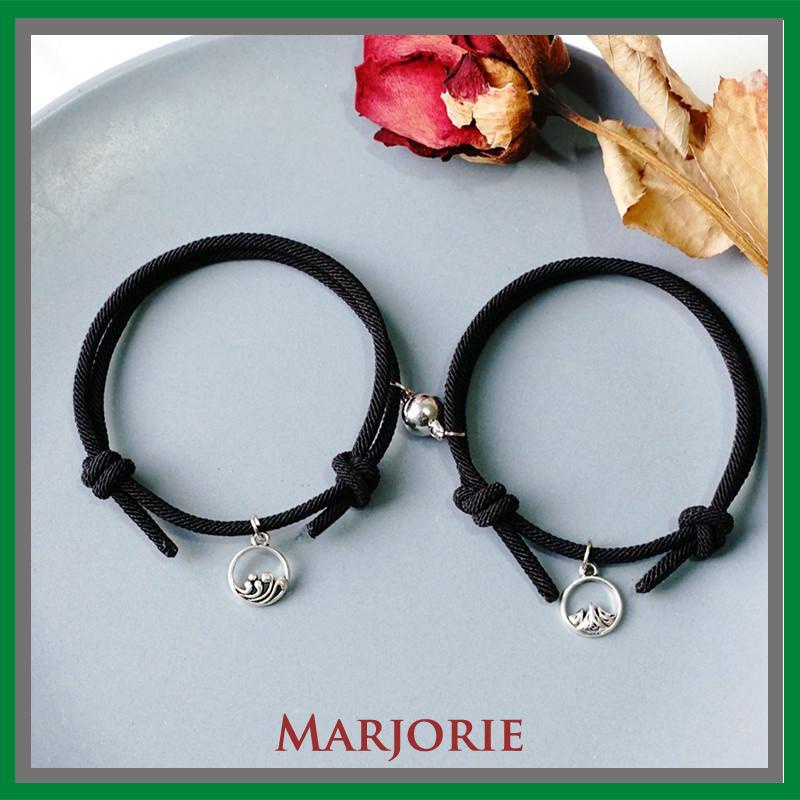 2 pcs gelang magnet/1 Pasang Gelang Couple Magnet Gelang Tali Couple Magnet Attract persahabatan Tangan Wanita Bracelets hitam/Adjustable Braid Rope BraceletS-MJD