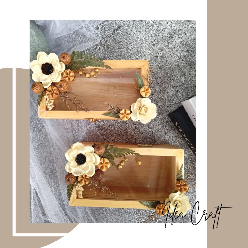 Kotak Uang Jati Belanda Full Hias Lengkap Mahar Pernikahan Rustic