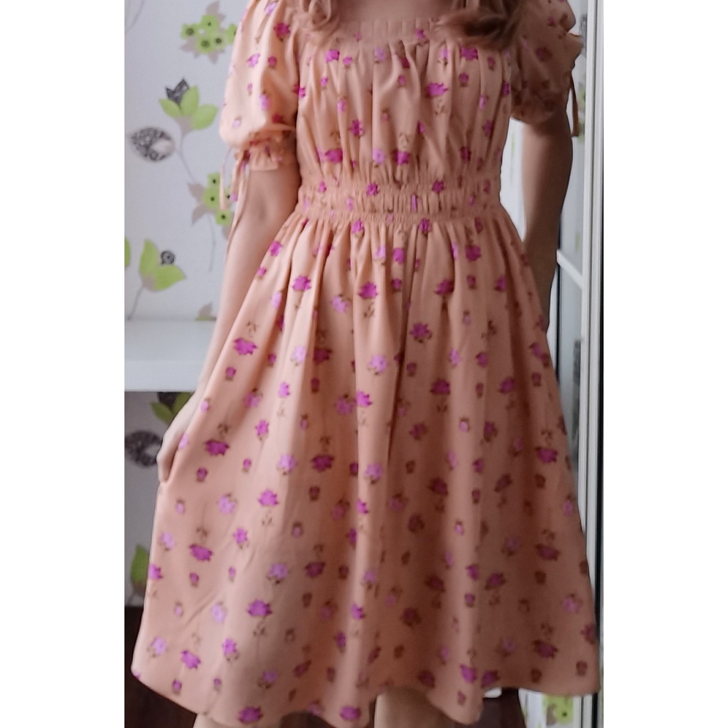 Dress Korea Peach Floral