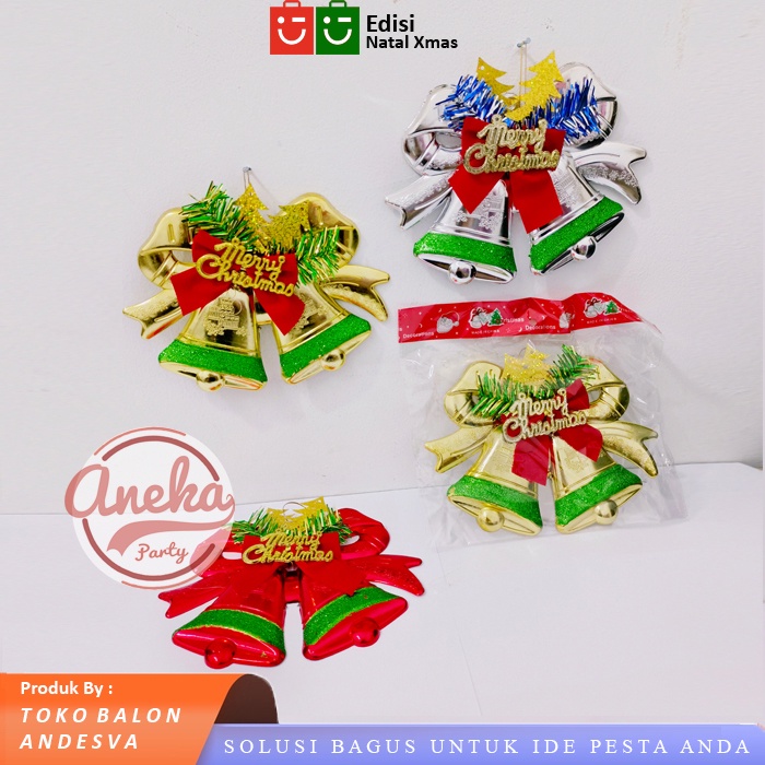 hiasan gantung lonceng Krans pohon natal / ornamen dekorasi natal xmas /ornamen lonceng bel
