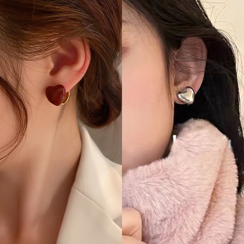 Anting Stud Bentuk Hati Gaya Korea Untuk Aksesoris