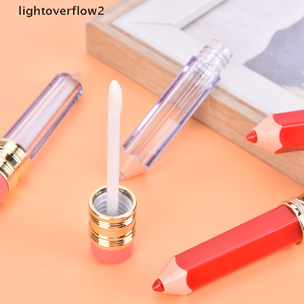 (lightoverflow2) 5pcs / Set Botol Kontainer Lip Gloss Kosong 5ml Bentuk Pensil Untuk Makeup / Kosmetik Wanita (ID)