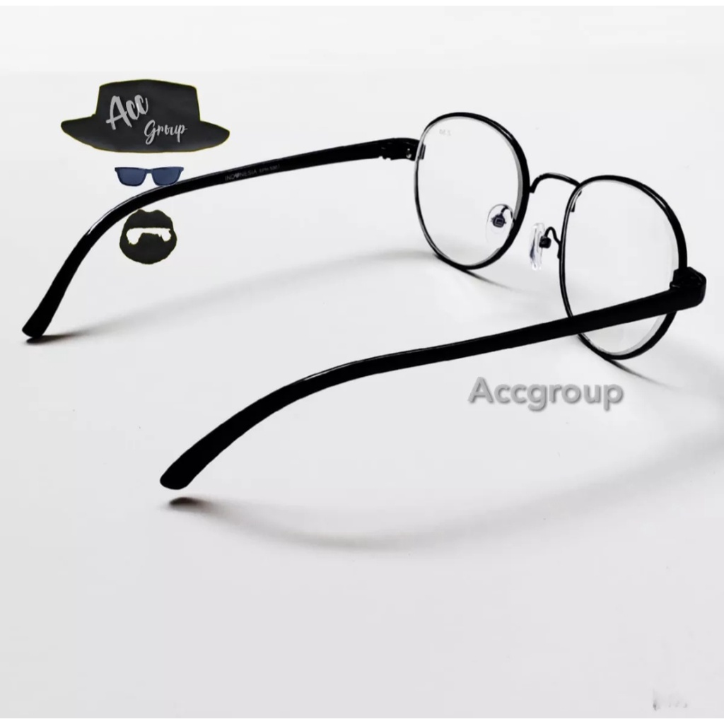 Kacamata Minus / Jarak Jauh Unisex gaya Oval Design Korea Frame Metal sunglass keren murah Fashion Wanita Pria Viral - Spring Style