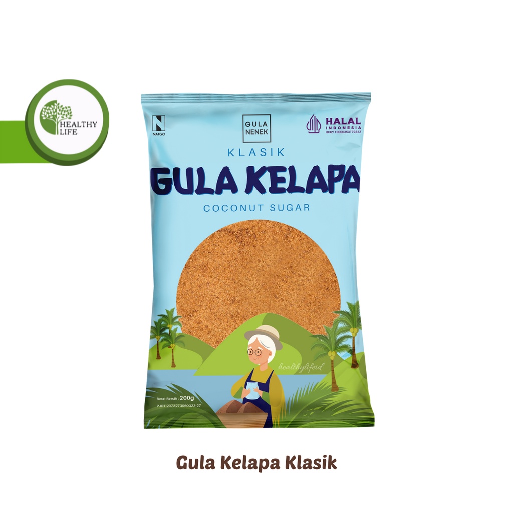Natgo - Gula Nenek - Gula Aren Bubuk Palm Sugar / Gula Kelapa Bubuk Coconut Sugar 200gr