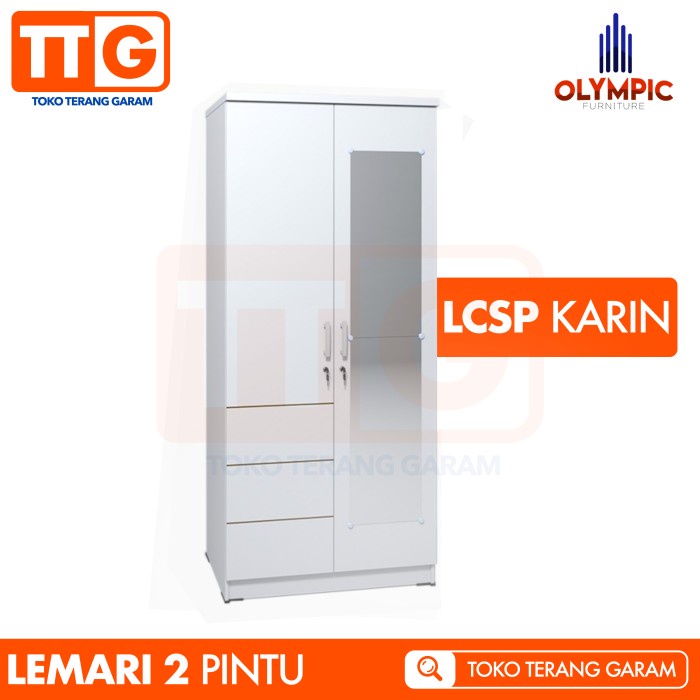 Furniture Olympic Lemari Pakaian 2 Pintu Putih Minimalis Lcsp Karin