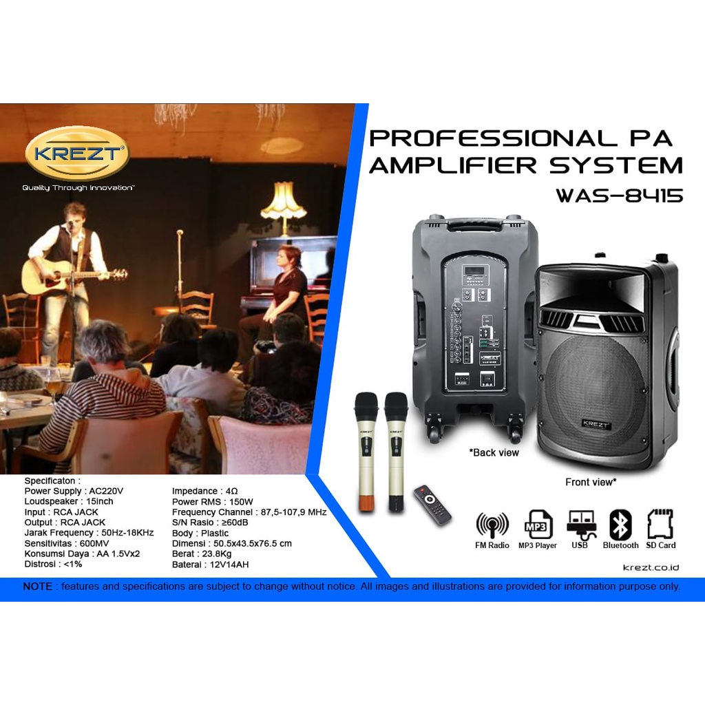 BLUETOOTH SOUND SYSTEM AMPIFIER - KREZT WAS-8415