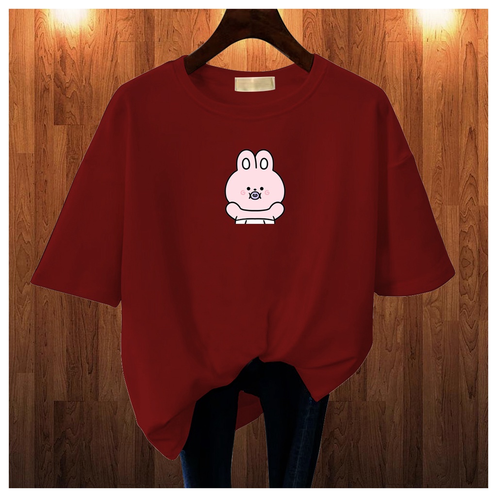 CALVIERO SHOP - BAJU KAOS ATASAN WANITA PRINT BABY RABBIT LOGO GALAXY PRINT