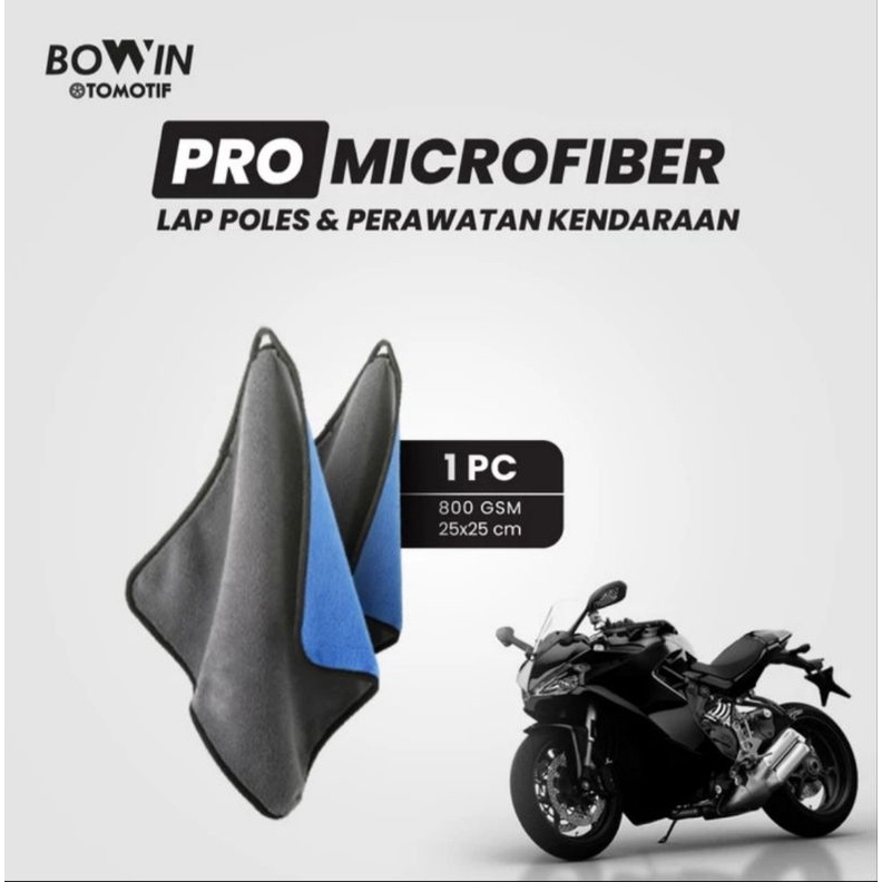 Bowin Pro Microfiber 800GSM (Lap Polish &amp; Detailing Exterior &amp; Interior) Lap Mobil dan Motor