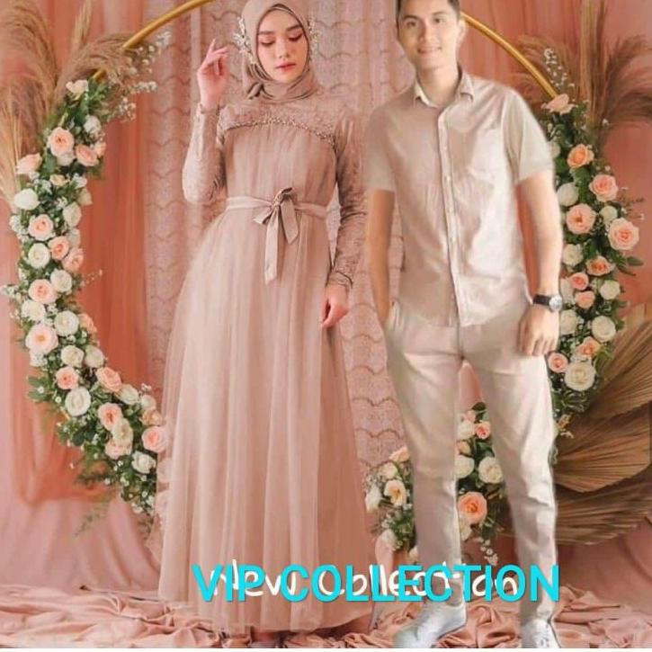 Langsung Atc AC - Couple Mikayla/Dress Muslim/Baju Pasangan Muslim/Gamis Muslimah Terbaru/Gaun Pesta
