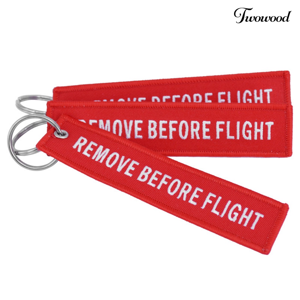 Twowood Gantungan Kunci Bordir Tulisan Remove Before Flight Untuk Dekorasi Tas