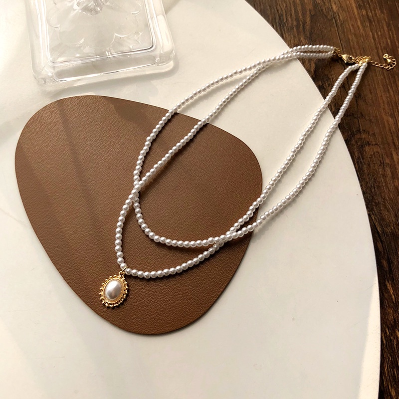 Kalung Choker Mutiara Ganda Gaya Retro Elegan Untuk Wanita