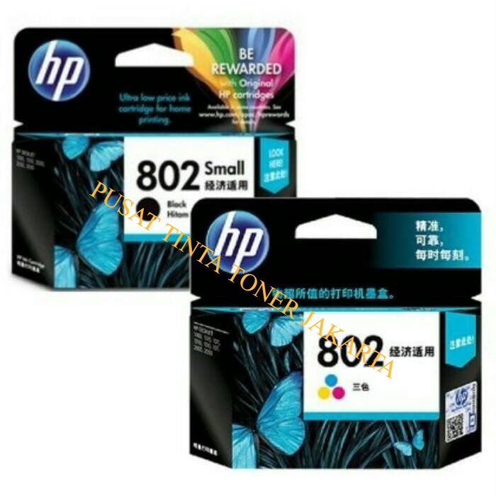 Tinta HP 802 Black + Colour = Deskjet 1000,1010, 1050, 1510, 2000, etc
