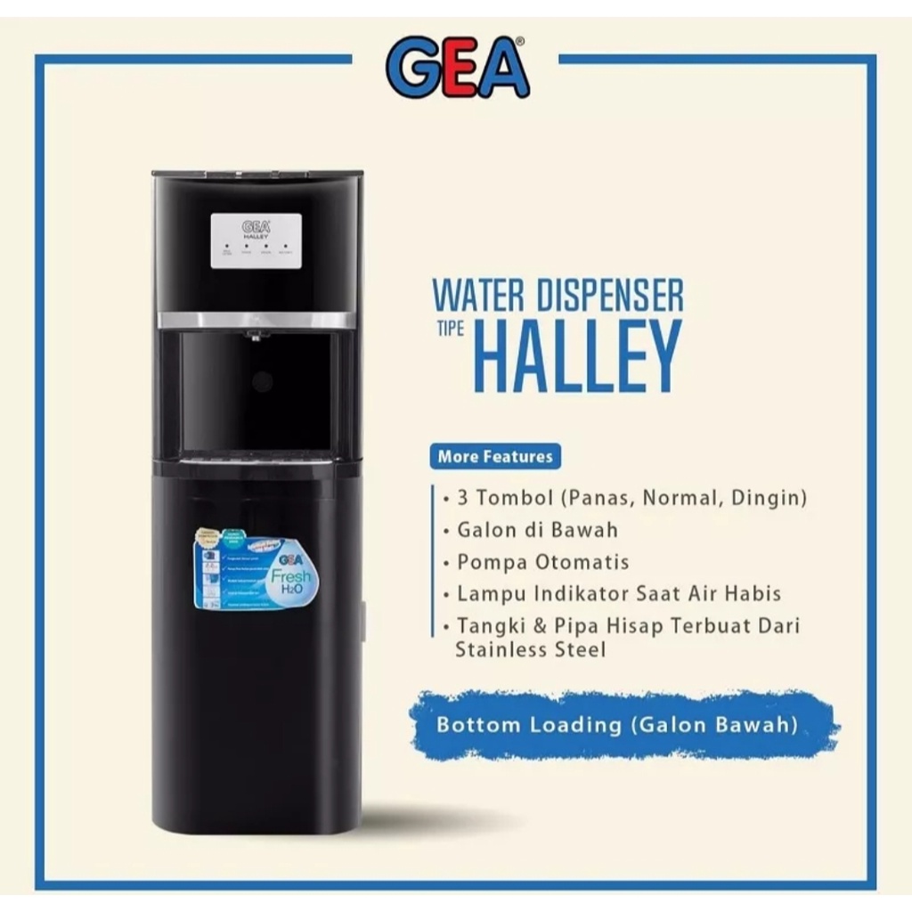 GEA Water Dispenser Halley Galon Bawah Low Watt