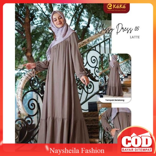 Gamis Dewasa Keke KLASSY DRESS 05 Terbaru Kekinian Busana Muslim Wanita Rayon Premium Busui Friendly