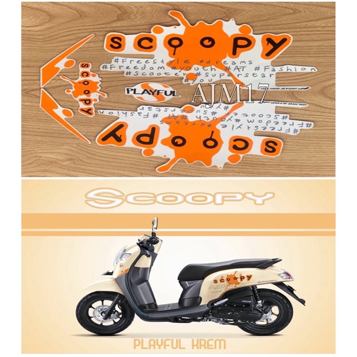 STIKER STRIPING SCOOPY 2017 KREM PLAYFULL CREAM