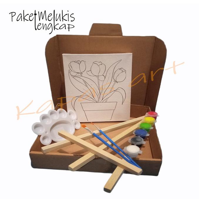 

Painting Kit / Paket Kanvas Lukis Sketsa Bunga Lengkap