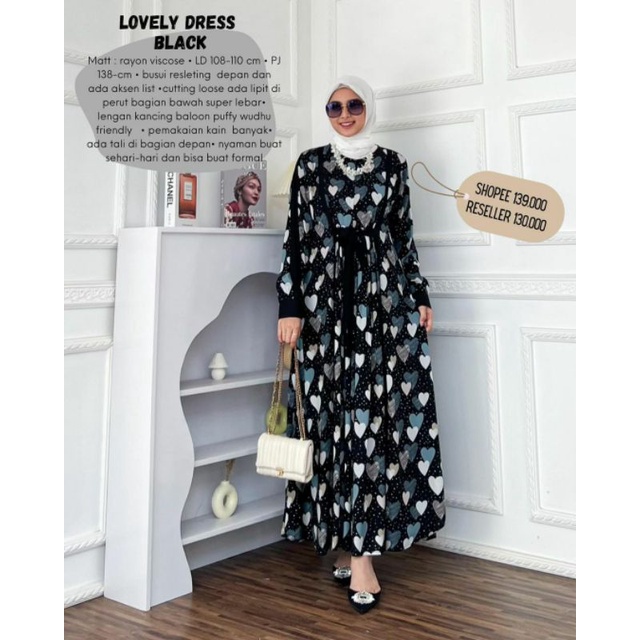 Lovely dress gamis love premi label rayon viscose