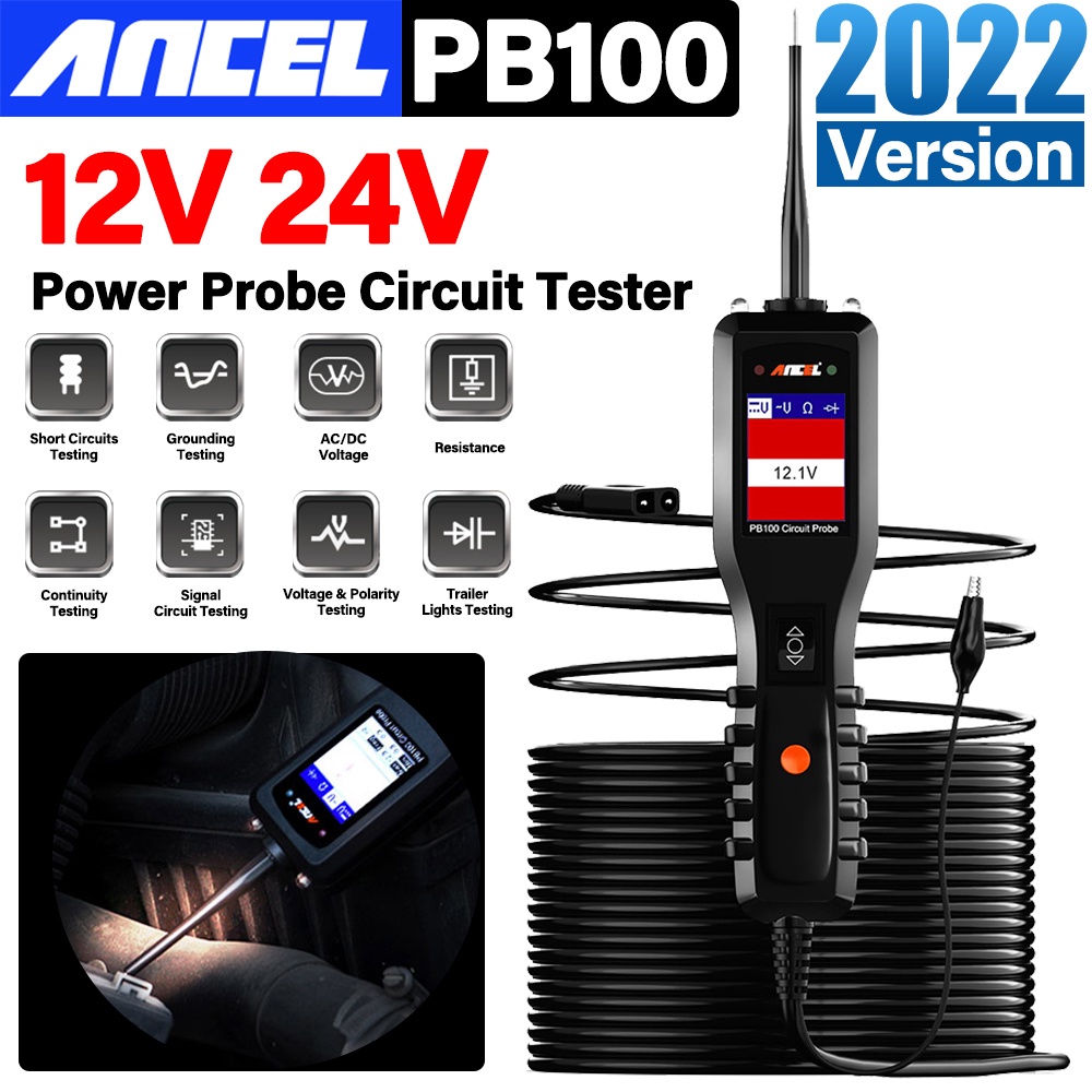 ANCEL PB100 Automotive Circuit Tester Power Circuit Probe Kit Electrical System Diagnostic Tool 12V 24V Voltage Power Scanner