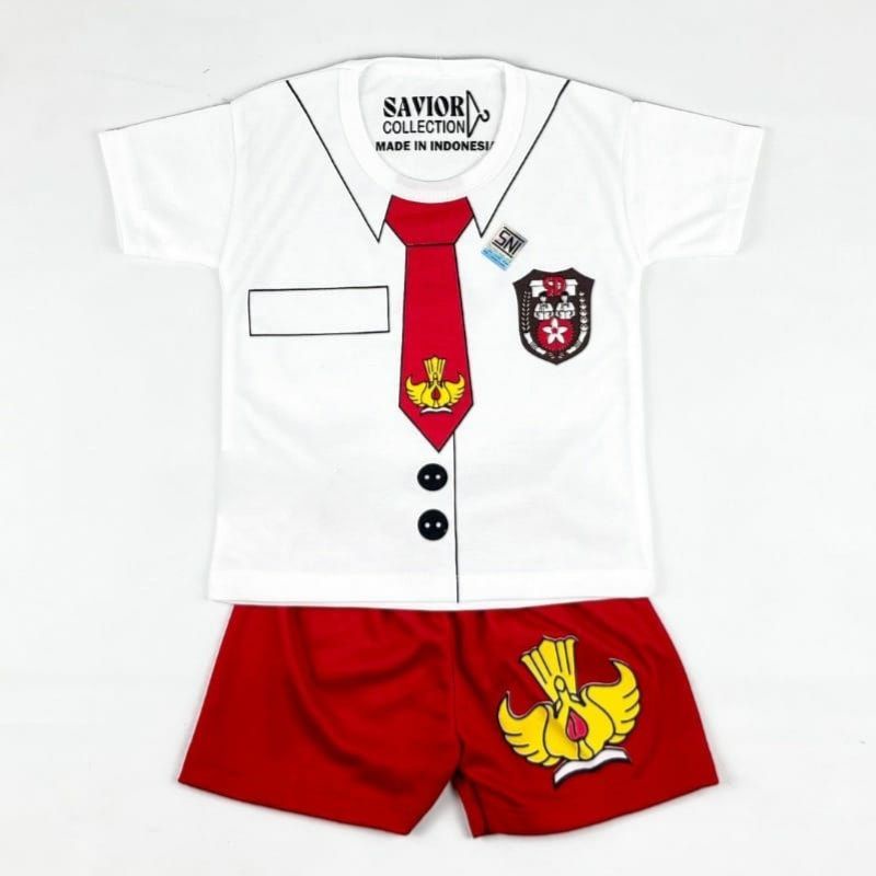 TAFBABY - Setelan Bayi Gambar Seragam Sekolah SD SMA Set Anak Baby Baju Celana